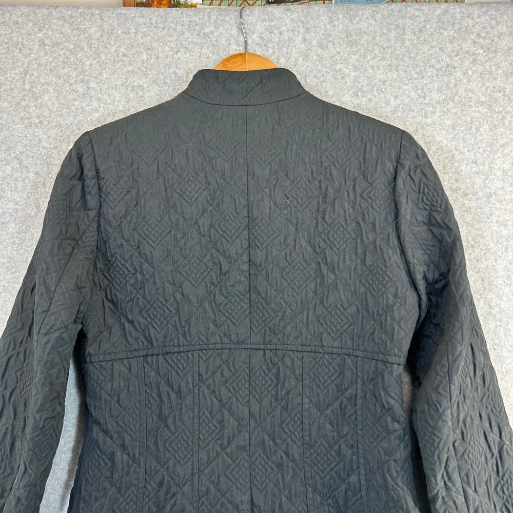 Christie‎ de la Rue Black Quilted Button Front Midi Coat Womens Size 2